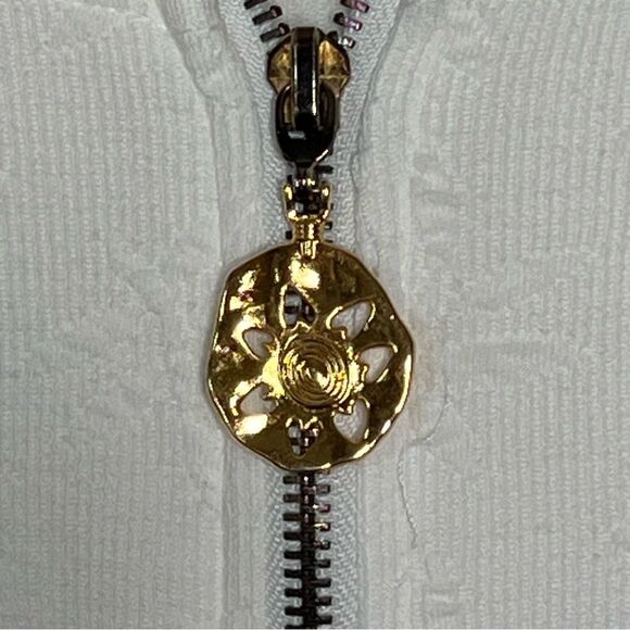 J. Valdi Palm Resort Wear White Full Zip Hooded Cinched Waist Tunic Swim Cover - Picture 12 of 16